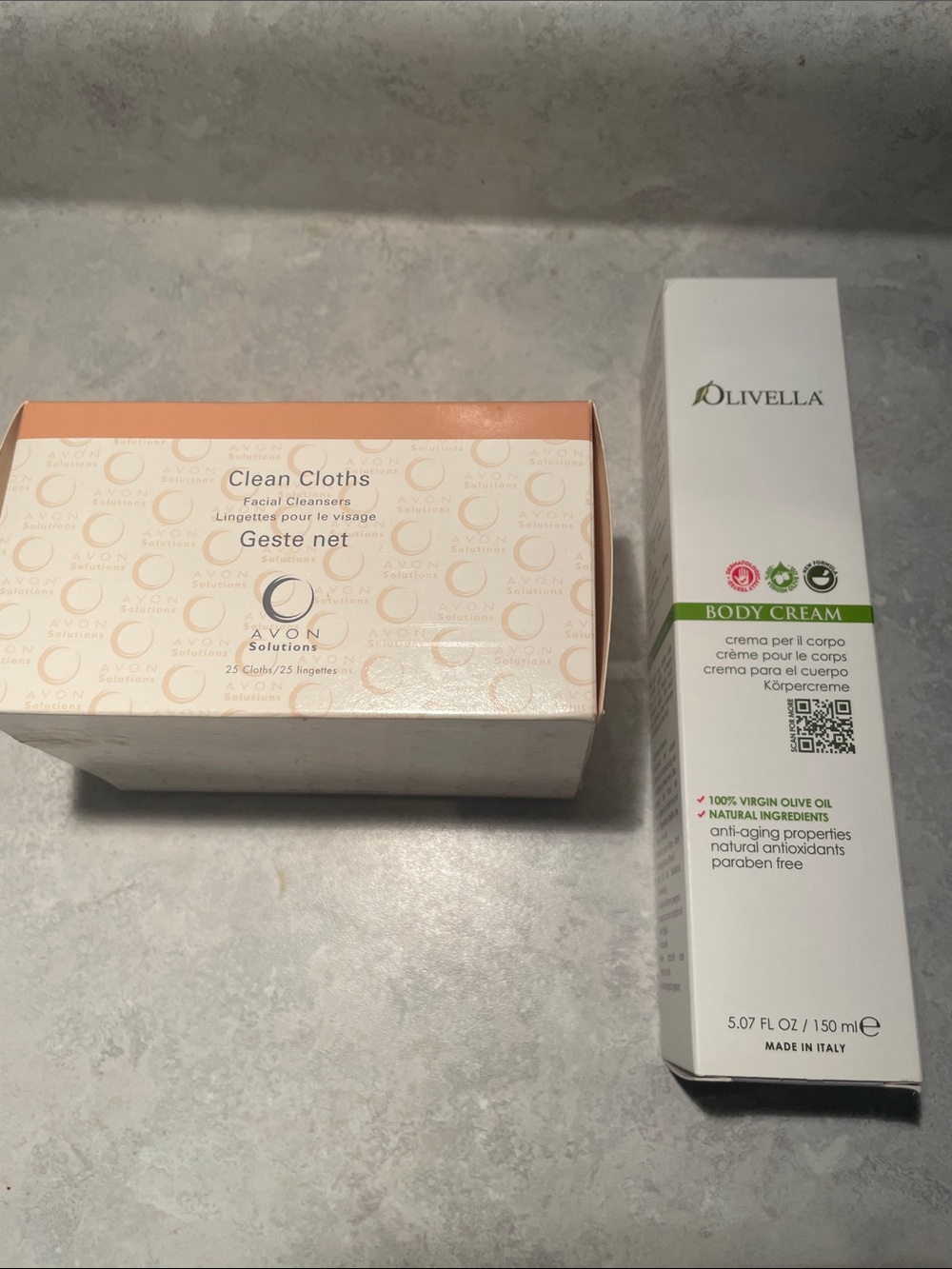 Olivella Body Cream with Olive Oil and Avon Facial Cleansers